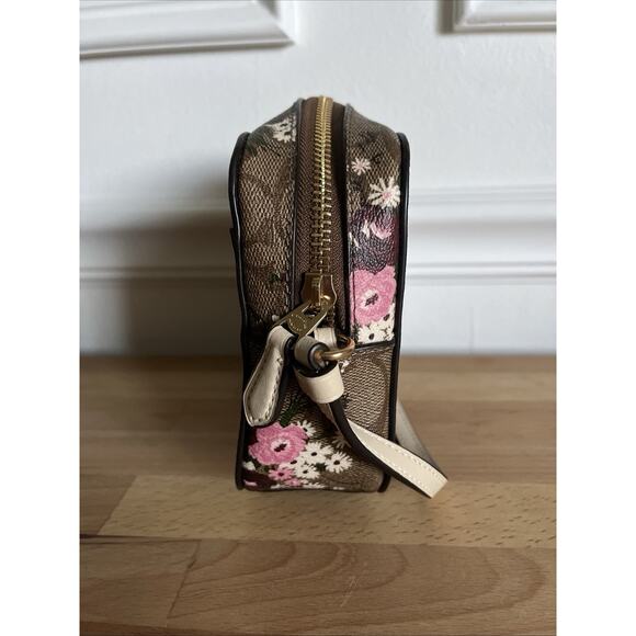 Coach C0037 Mini Camera Crossbody Shoulder Bag Khaki Signature Evergreen Floral - Picture 3 of 13